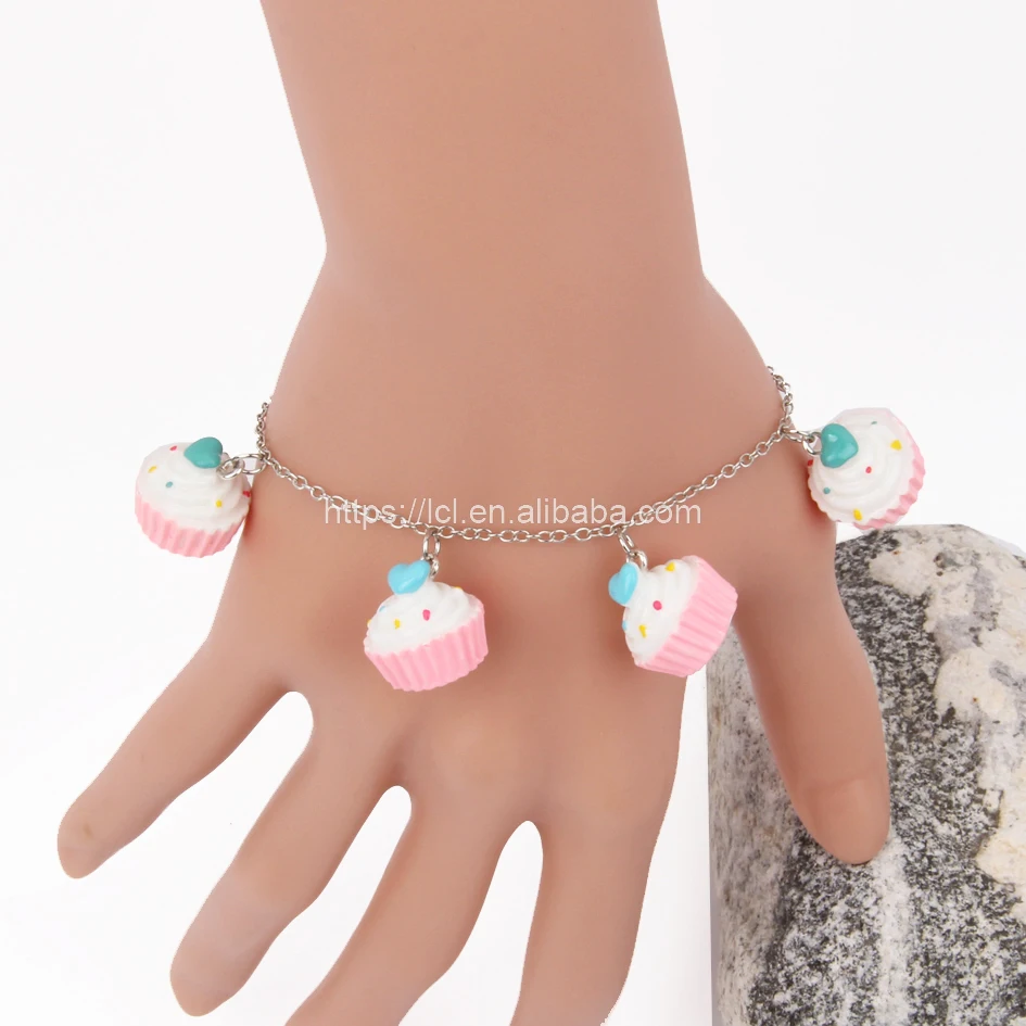 
Oktoberfest accessories cup cake bracelet girls candy cupcake enamel kids charms jewelry bracelet 