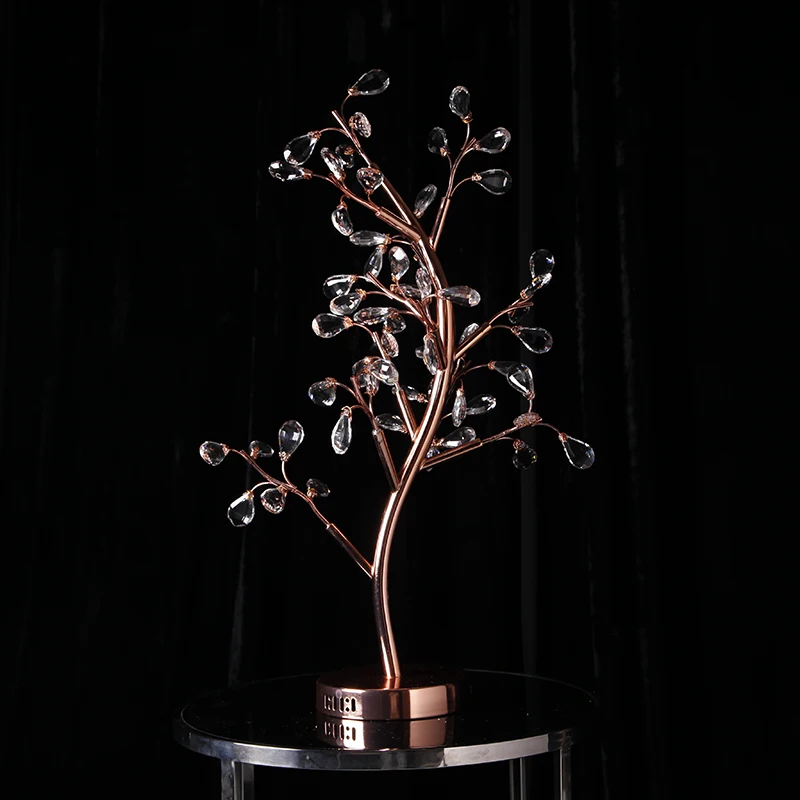 Wedding gold rose luxury crystal tree centerpiece walk way stand for wedding decoration