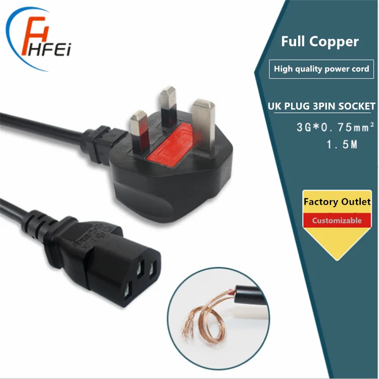 HF 2-prong pin EU UK AC Power Cord Cable  for PC inserts electric socket 3 porng plug to iec 60320 c13