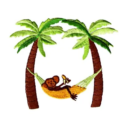 funny figure  beach and palm tree cartoon custom 3D embroidery patches