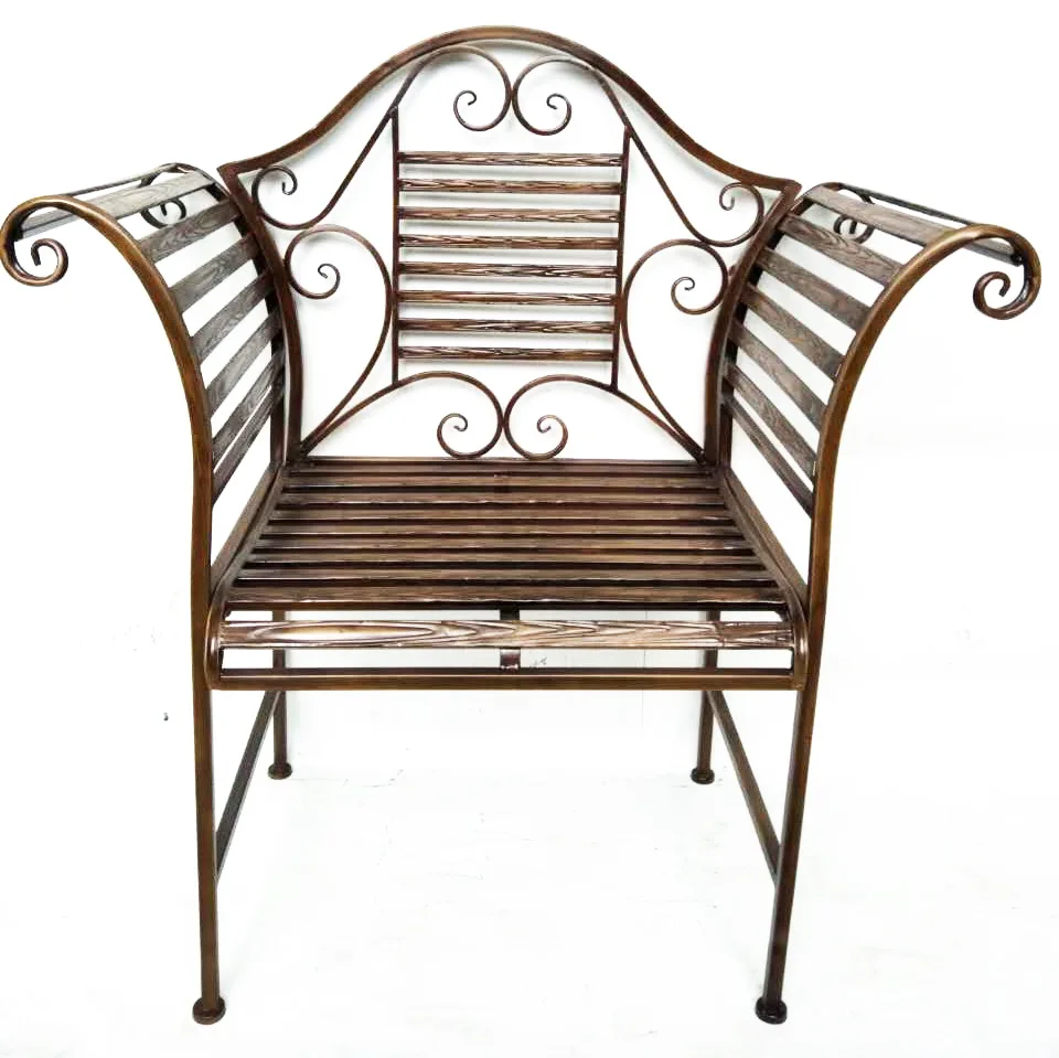 outdoor garden cast metal end armrest Wrought Iron Bench