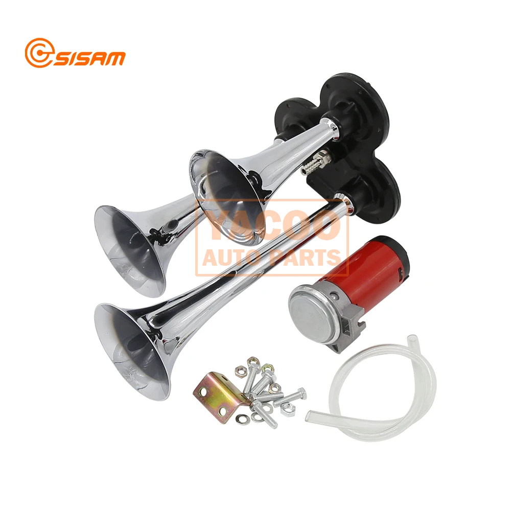12v 24v Three Trumpets Loud Small Truck Bus Horn Speaker Manufacturers Air Horn by Pump Set Compressor Pressure