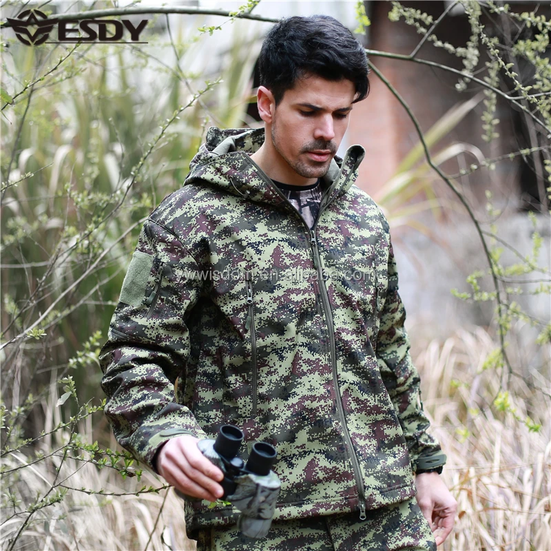 ESDY Outdoor Hoodie Sports Hiking Uniform Shark Skin Waterproof Soft Shell Tactical Jacket Hunting Clothes