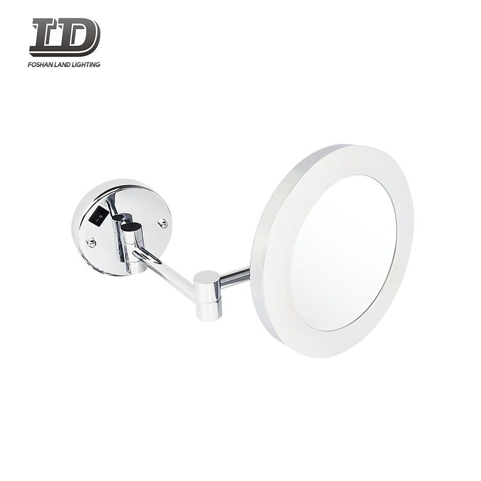 IP44 Wall mounted round magnifying 360 degree rotation led illuminated bathroom shaving mirror led light hotel makeup mirror
