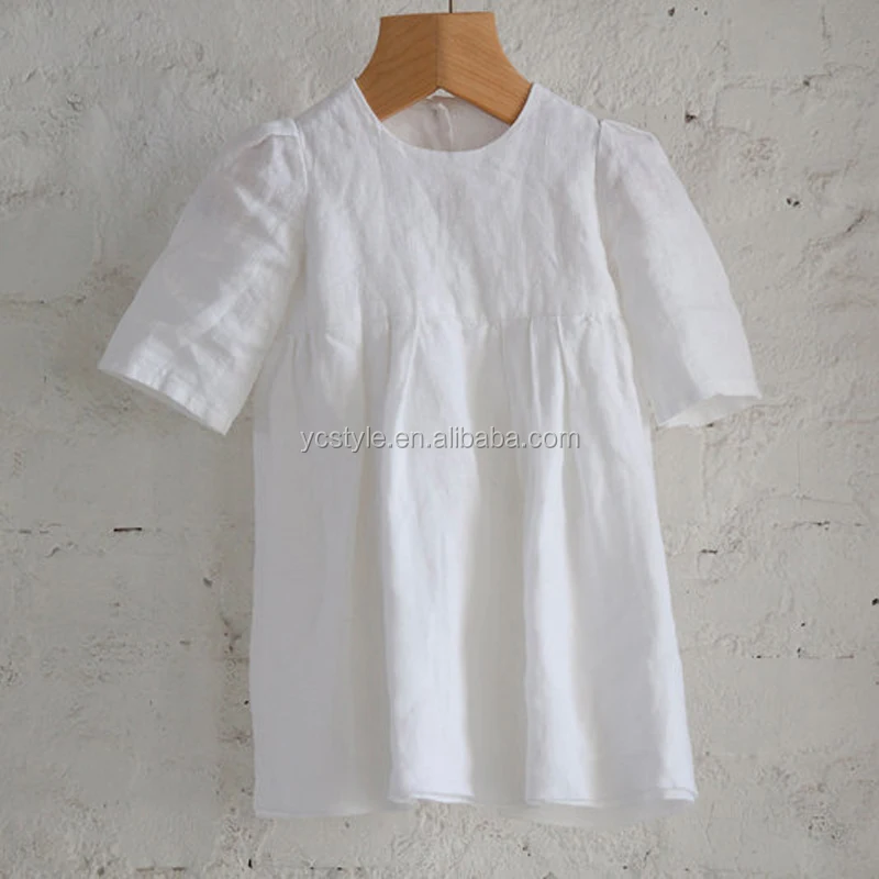 Wholesale baby clothes good quality simple design long sleeve and soft linen baby girls dress clothing children frocks designs