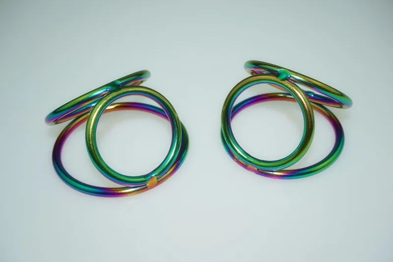 Chrome Triple Stainless Steel Rainbow Ball Splitters Delay Ejaculation Metal Cock Penis Ring Sex Toy For Male