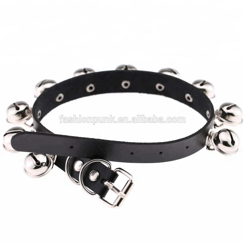 Harajuku Pet Necklace Harmony bells PU Leather Choker Cosplay Metal Buckle Collar Necklace