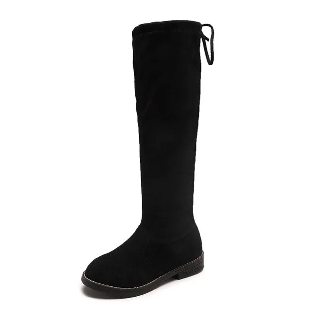 
YY10113S Latest design winter season kids tall black long boot girls knee high leather boots 