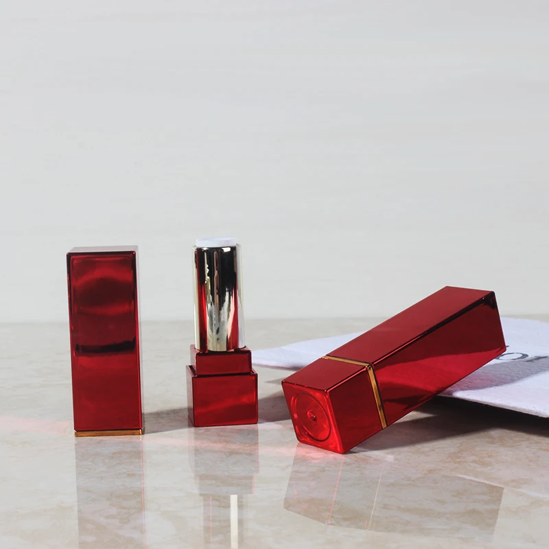 Оптовая продажа квадратная Роскошная пластиковая трубка для бальзама губ тюбик помады из розового золота косметической упаковки