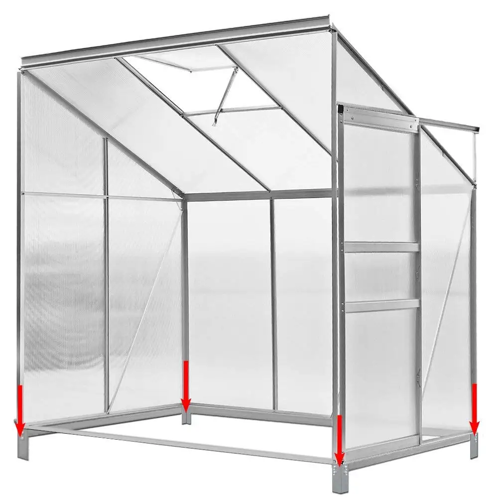 Aluminum Garden Greenhouse Lean-on Style 190x122cm
