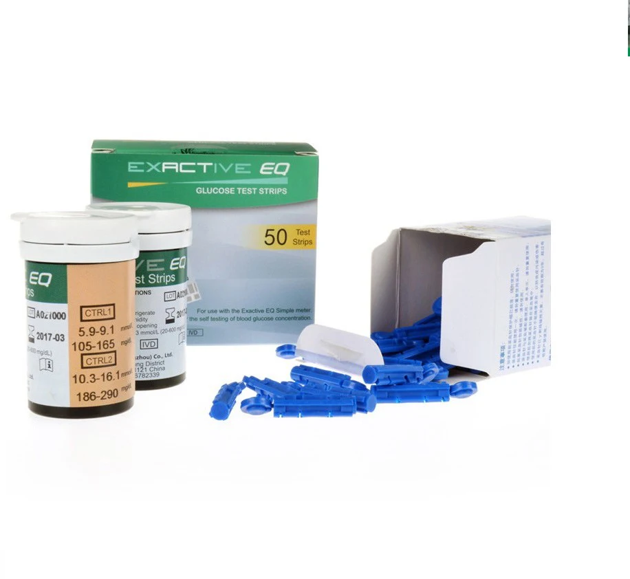 EXRCTIVE EQ simple 50pcs blood glucose meter test strips  and 50pcs lancets Blood sampling needle of blood glucose meter