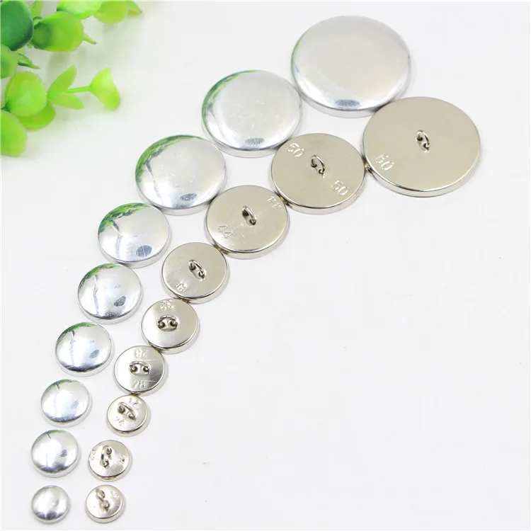 Different size shank aluminium fabric covered button moulds blank pin with iron wire back