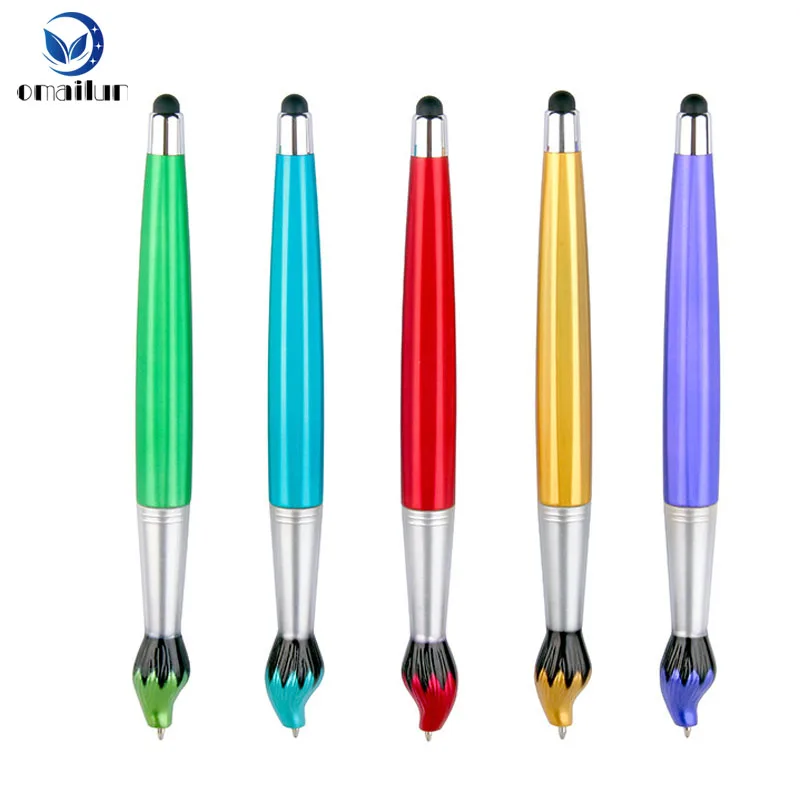 Promotional novelty paint brush ball pen with stylus, tablet pc stylus pen