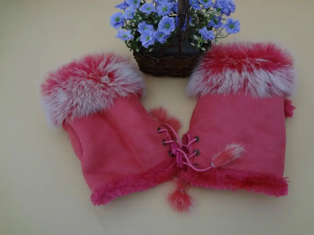 fashion winter warm faux fur fabric fingerless gloves ladies fashion mitten driving gloves