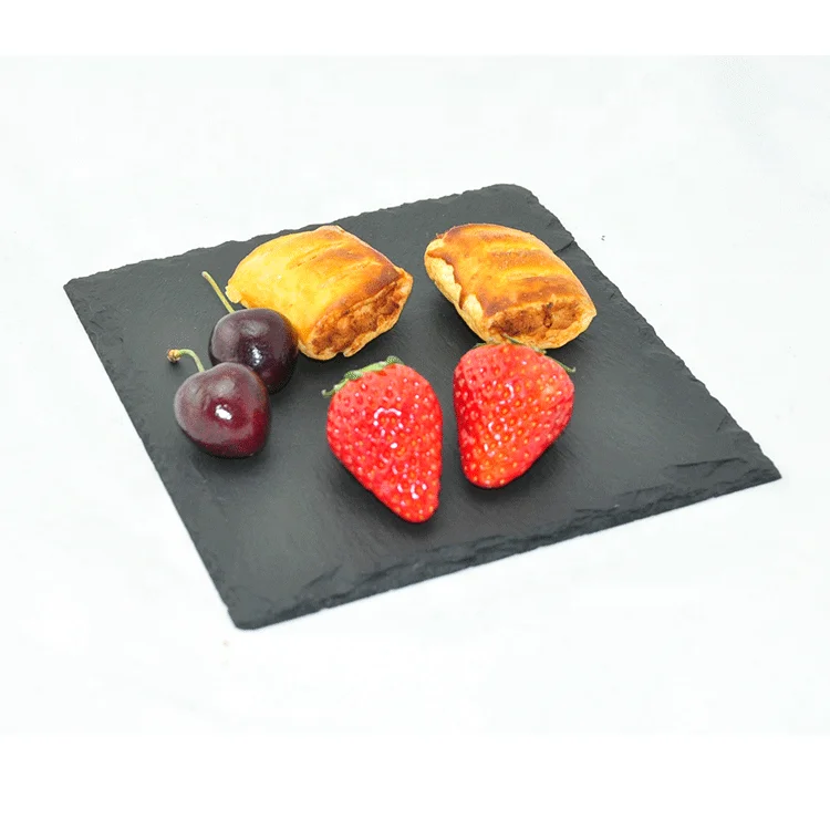 Wholesale  Unique New Style Hotel Restaurant Wedding Tray Black Slate Dinner Dish Plate Sample Free