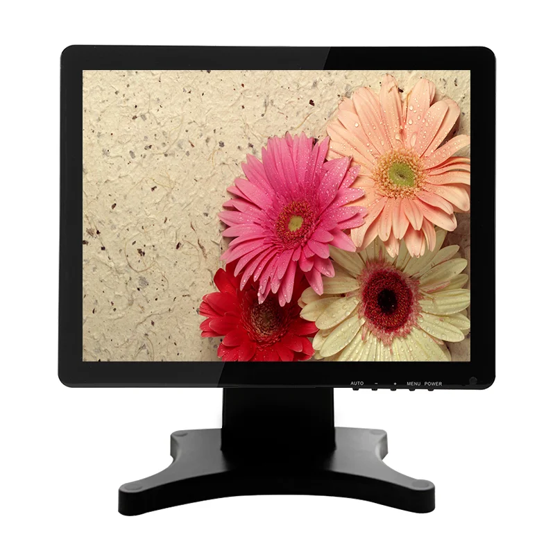 19' square screen black white color computer led monitor with folding stand