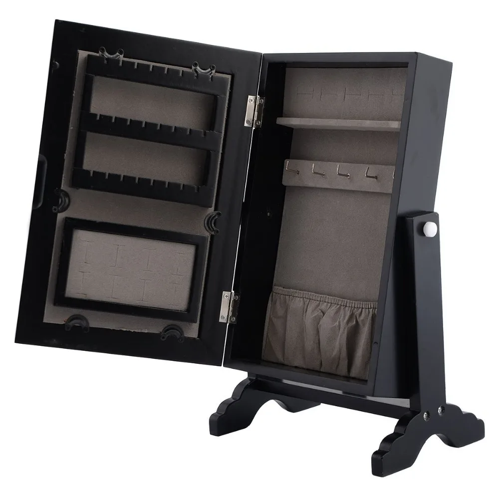 Черный маленький шкаф, зеркальная Подставка для ювелирных изделий