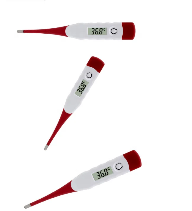 Medical flexible tip digital clinical thermometer, with fast response, water proof and large LCD display