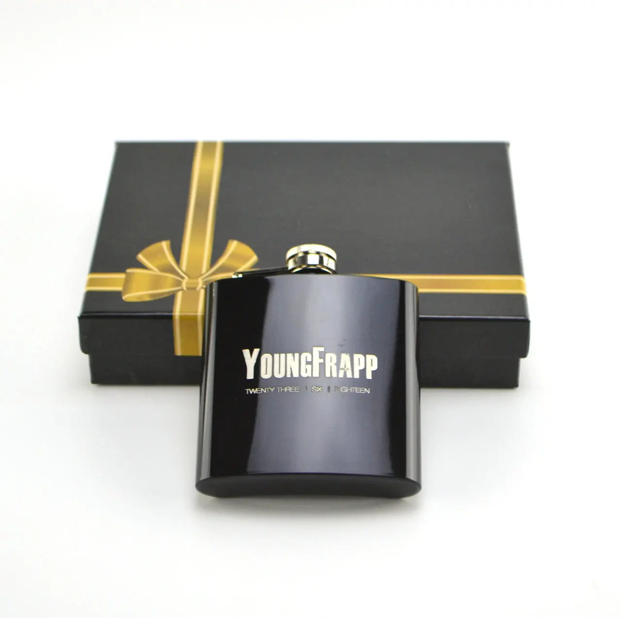 Индивидуальные выгравированы черный цвет 6 унций нержавеющей стали стакан для виски фляжка с выстрел стекло подарочный набор