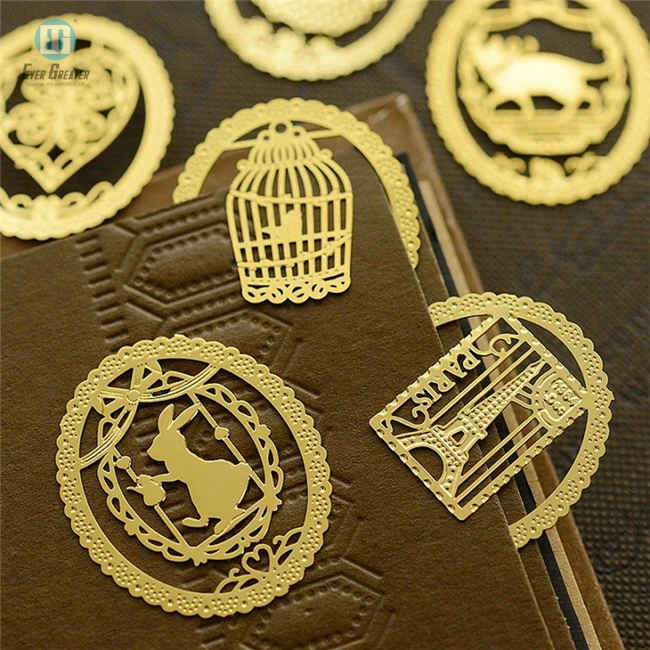 Chinese Style Vintage Exquisite  Personalized Beautiful Shiny Gold Metal Bookmark For Book