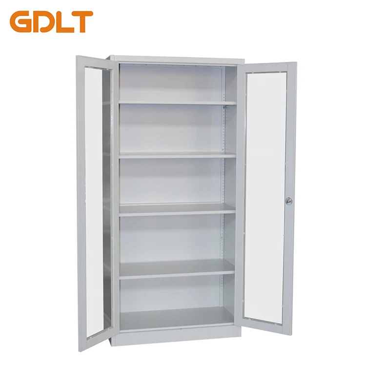 GDLT Office Steel  cabinet  with Glass Door Filing Cabinet school metal 2 door file cabinet