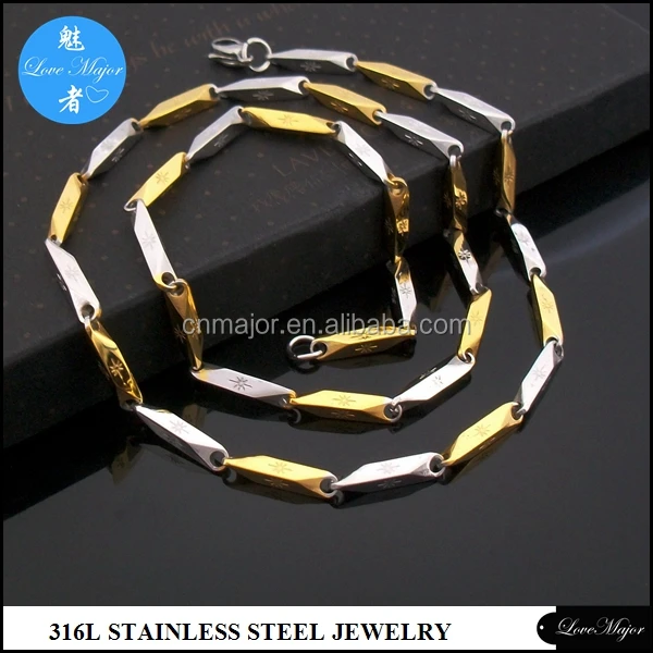 3mm surgical stainless steel Gold Bullet Arrow Stick link chain jewelry for Brazil Men