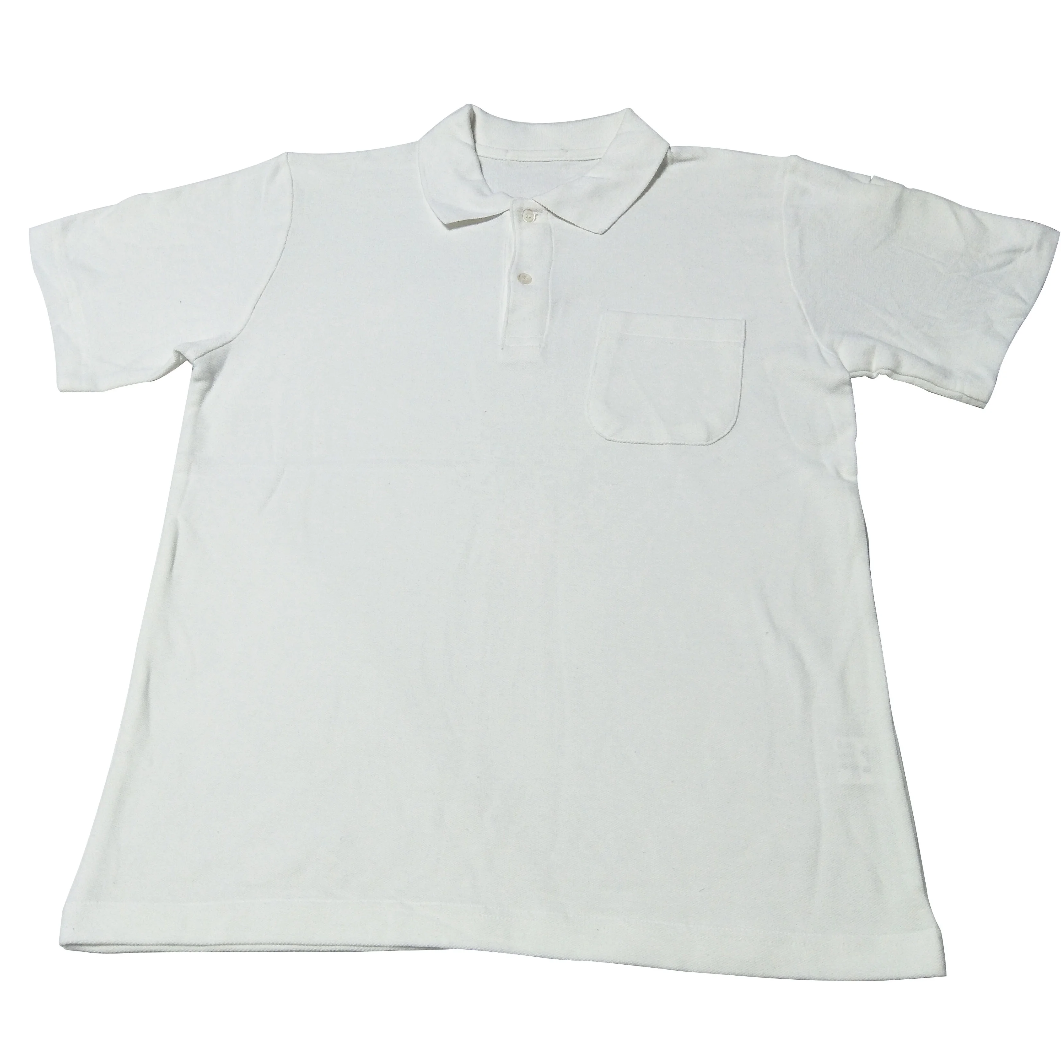 
factory wholesale white polo t-shirt with small pocket 