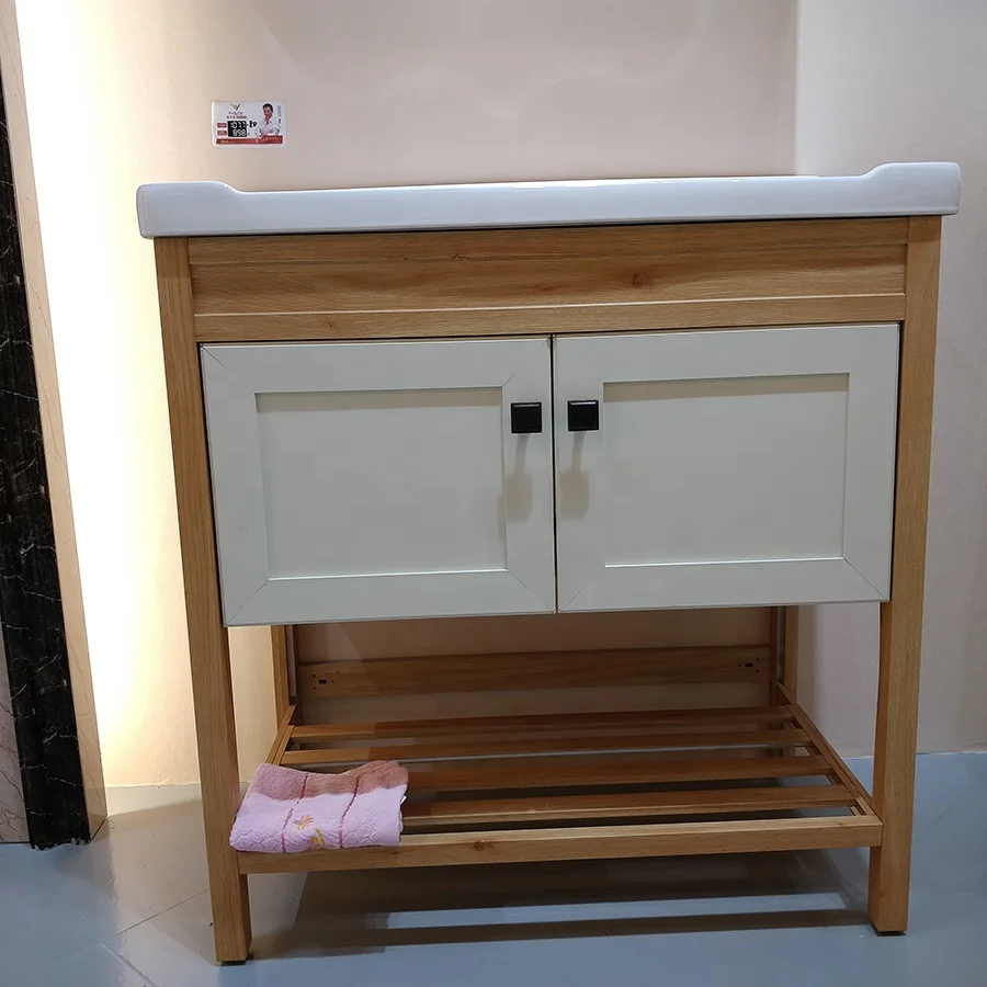 Floor Standing Ceramic Basin Aluminum Bathroom Vanity Bathroom Cabinet