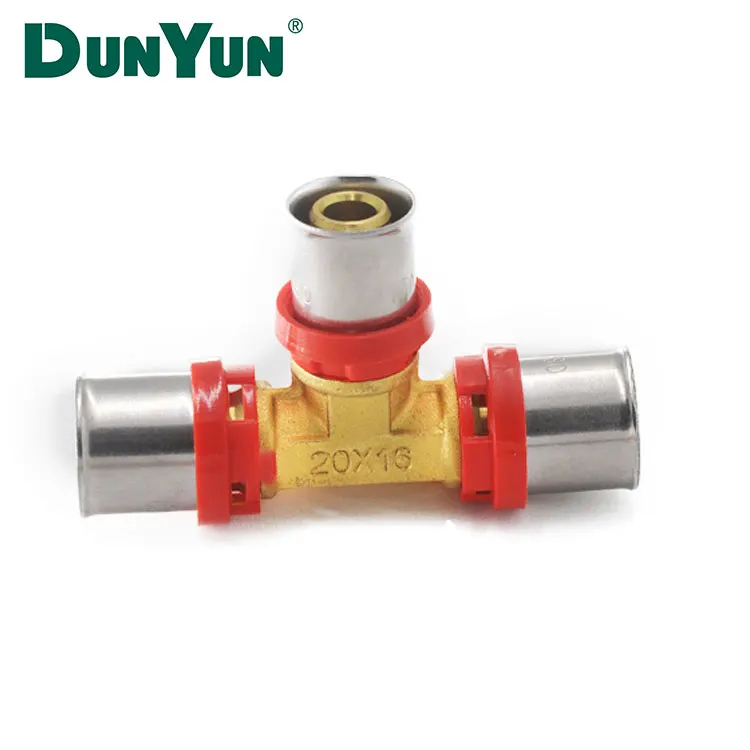 Brass Multilayer Pipe Fitting Press Tee 3 Way Tube Connector
