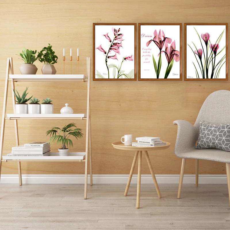 Beautiful flower canvas wall art painting 3pcs easy abstract paintings