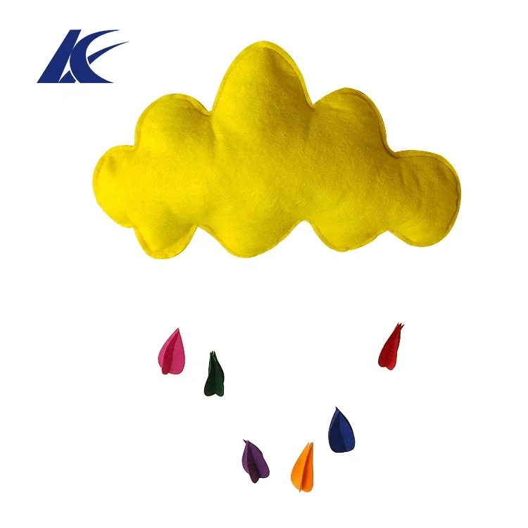 
Custom Cute Cloud Raindrops Shape Pendant Baby Mobiles Felt Cloud Ornament 