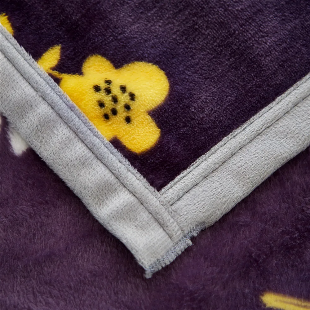 
Factory stock New design wholesale high quality purple printed blanket double 