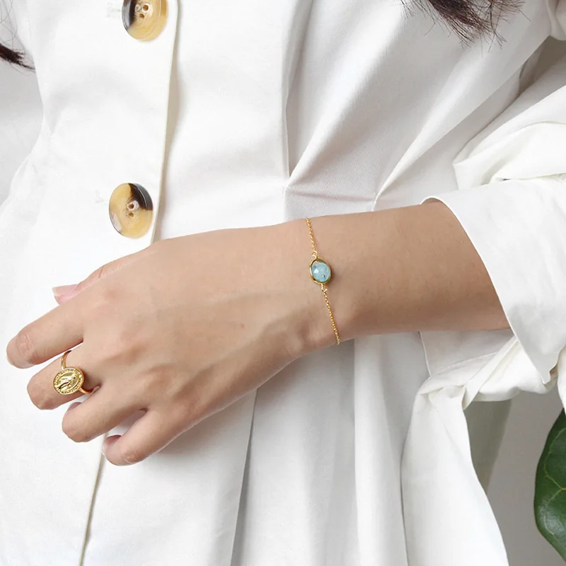 Jewelry 925 Sterling Silver Moonstone Gold Bracelet