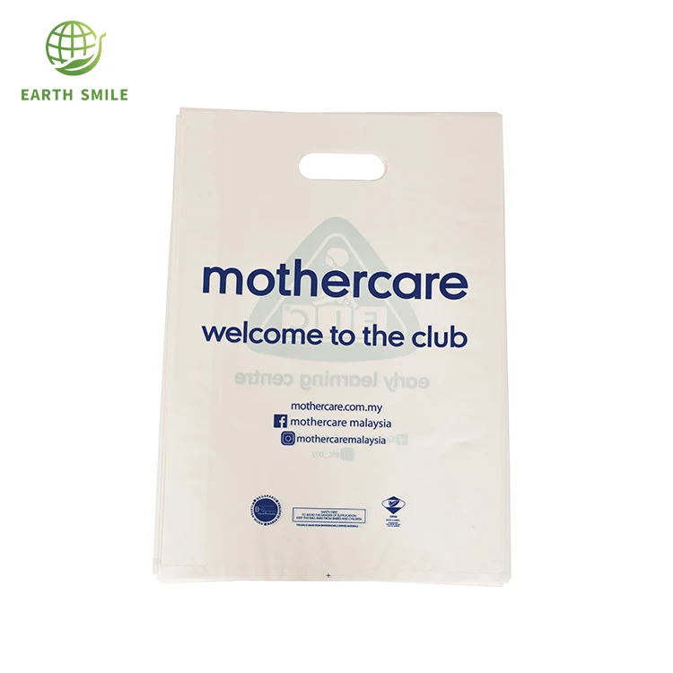 Corn Starch Biodegradable Made Die Cut Shopping Plastic Bag for Shopping Mall Clothing Store