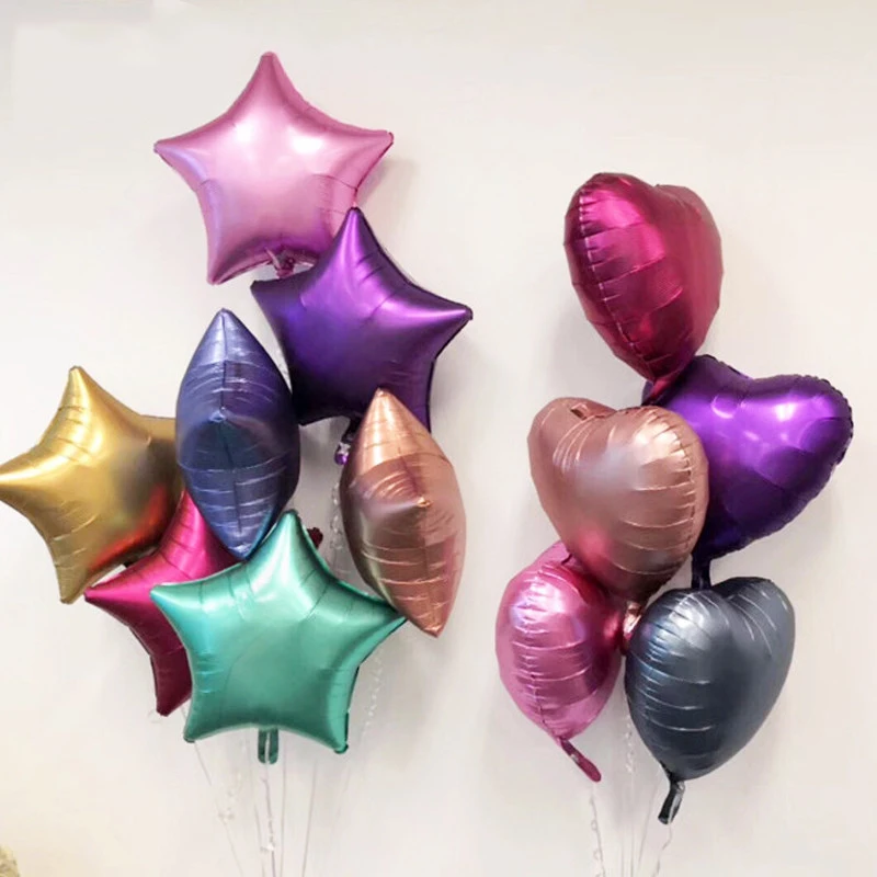 18inch Chrome Metallic Heart Star Round Helium Foil Balloons Birthday Party  Wedding  baby shower Decorations