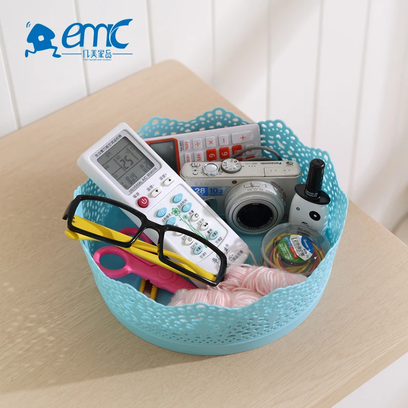 Лучшая цена, круглая пластиковая корзина для хранения косметики с цветочным узором