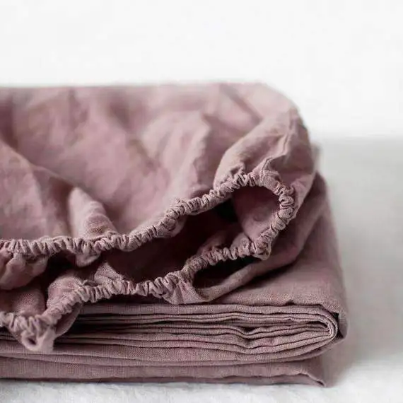 High Quality Elastic Washed Pure Linen Fitted Sheet