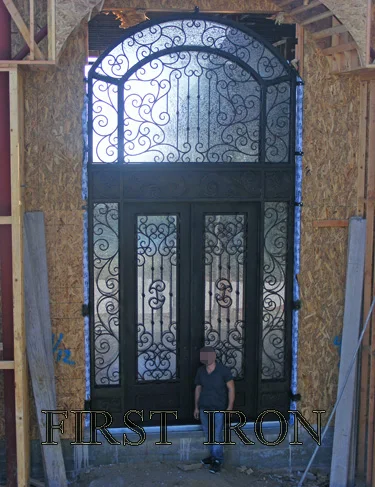 Wrought iron security screen double doors, wrought iron double front entry doors