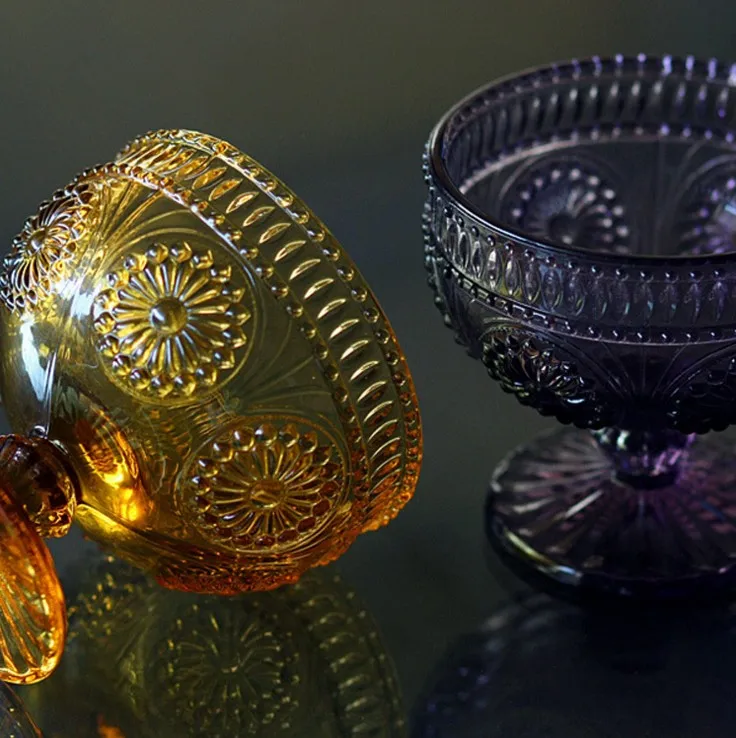 Wholesale glassware suppliers handmade colored glass goblet drinking glass set