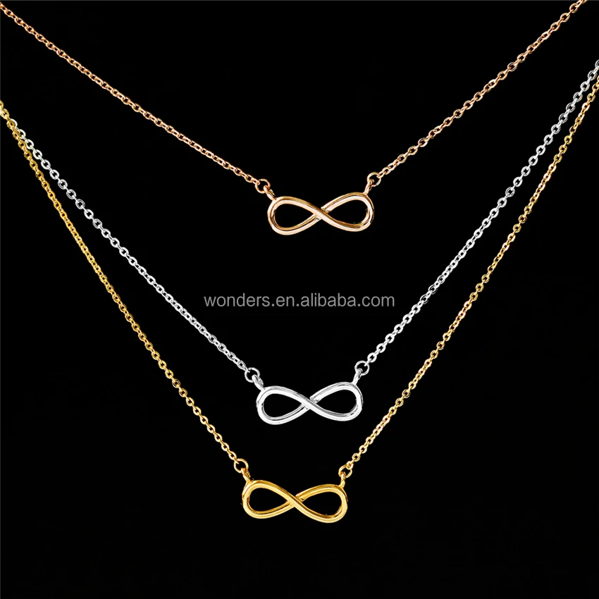 Wholesale Infinity Love Pendant Copper Necklace Women Gold Plated