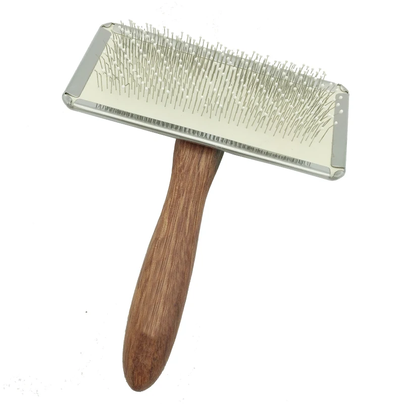 Wooden Handle Pet Grooming Brush with 3 Sizes Combs Stainless Steel and Rubber Products for Dog and Cat Beauty