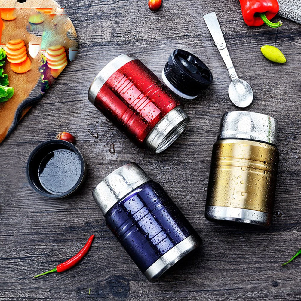 hot sales 750ml children food flask food jar stainless steel lunch box  soup container water bottle with lid and spoon