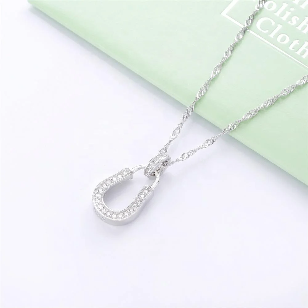 online shopping free shipping Lucky Charm Minimalist U Shape Pendant Horse Shoes Jewelry necklaces 925 Silver Jewelry