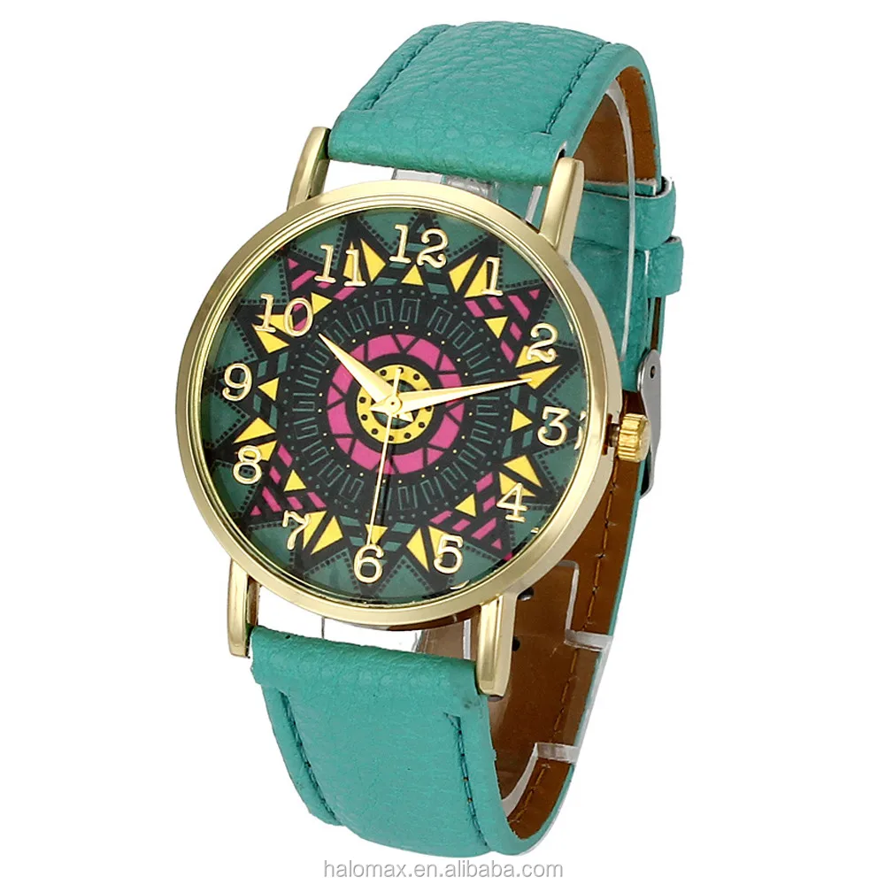 Wholesale Geneva Sun Flower Compass Belt Ethnic Style Ladies Fashion Fashion Watch Sunflower Women  Watch