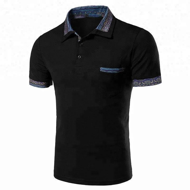 Design Different Floral Collar Cuff Polo T-Shirt For You China Supplier,Top Quality 100% Cotton Polo Tee Shirt With Patch Pocket