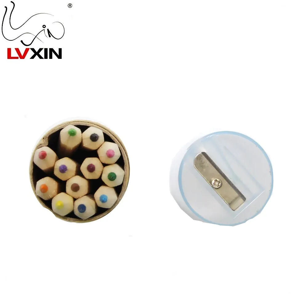 12 Colors With Sharpener Mini cute Child Gift Wooden Writing Colored Pencils