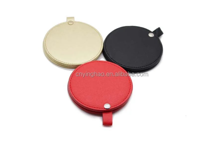 
Custom wholesale high quality circular cosmetic pocket mirror with PU leather for promotional gift 