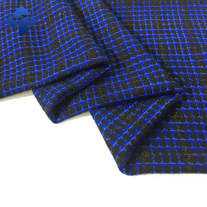 Фабричная твидовая тартановая ткань из полиэстера для одежды
