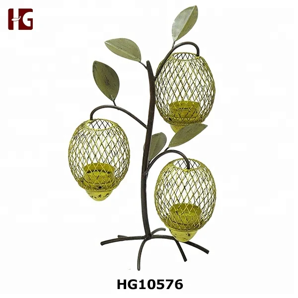 Decorative Lemon Tree Metal Candle Holder Stand