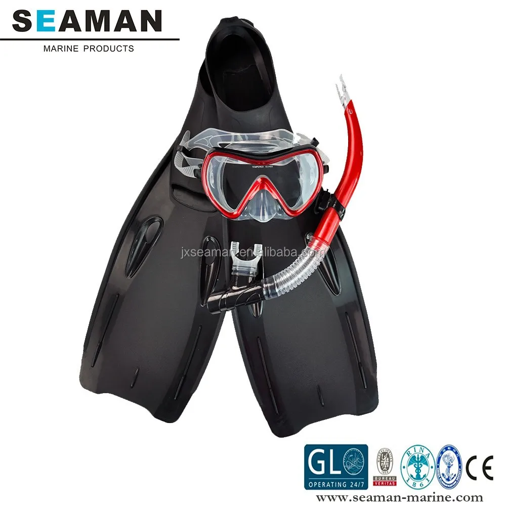 adult silicone Diving mask snorkel tube set with 35-46 size fins for skin diving snorkeling water sports